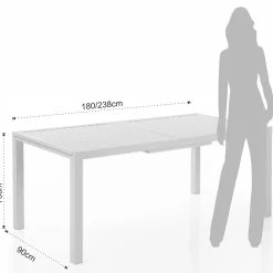 Viadurini in the Garden Gartentische Aus Aluminium|Ausziehbare Gartentische-Ausziehbarer Gartentisch mit weißer Aluminiumplatte und Sockel – Parler