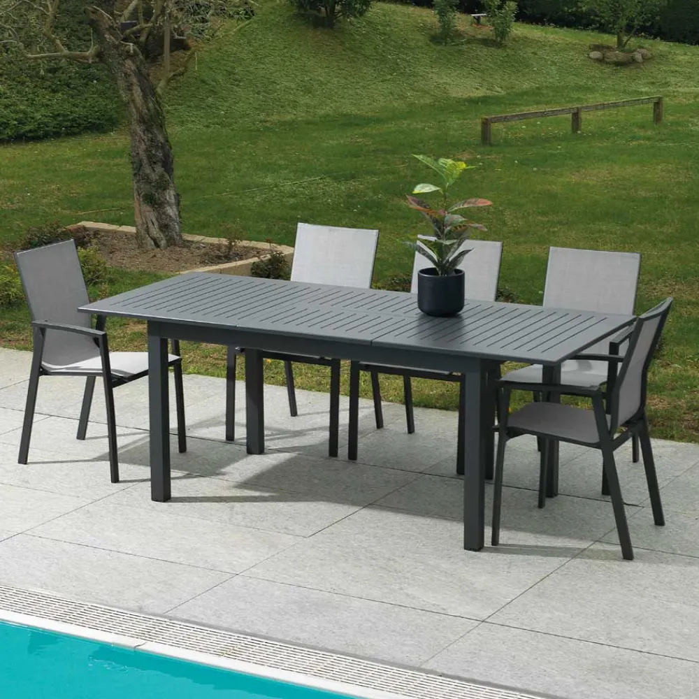 Viadurini in the Garden Gartentische Aus Aluminium|Ausziehbare Gartentische-Ausziehbarer Gartentisch aus Aluminium mit gelatteter Platte - Passport