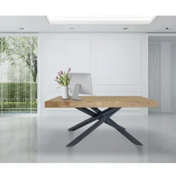 Viadurini Living Esstische Nach Mass|Ausziehbare Esstische-Ausziehbarer Indoor-Tisch aus Massivholz und Metall Made in Italy - Khal