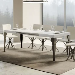 Viadurini Living Ausziehbare Esstische-Ausziehbarer Küchentisch aus anthrazitfarbenem Holz und Eisen, hergestellt in Italien – Sassone