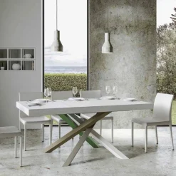 Viadurini Living Ausziehbare Esstische-Ausziehbarer Küchentisch bis 440 cm aus Holz und Eisen, hergestellt in Italien – Lennon