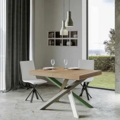 Viadurini Living Ausziehbare Esstische-Ausziehbarer Küchentisch bis 440 cm aus Holz und Eisen, hergestellt in Italien – Lennon