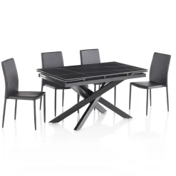 Viadurini Living Ausziehbare Esstische-Ausziehbarer Keramiktisch auf 200 cm mit 4 Stühlen – Aisha