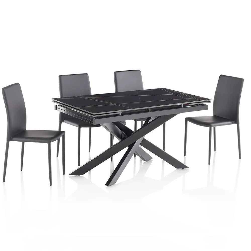 Viadurini Living Ausziehbare Esstische-Ausziehbarer Keramiktisch auf 200 cm mit 4 Stühlen – Aisha