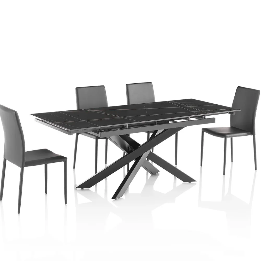 Viadurini Living Ausziehbare Esstische-Ausziehbarer Keramiktisch auf 200 cm mit 4 Stühlen – Aisha