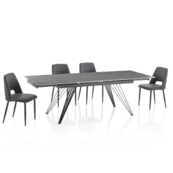 Viadurini Living Ausziehbare Esstische-Ausziehbarer Keramiktisch auf 240 cm mit 4 Stühlen – Leila