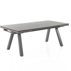 Viadurini in the Garden Ausziehbare Gartentische-Ausziehbarer Outdoor-Tisch aus anthrazitfarbenem Aluminium und Glasplatte – Aimer