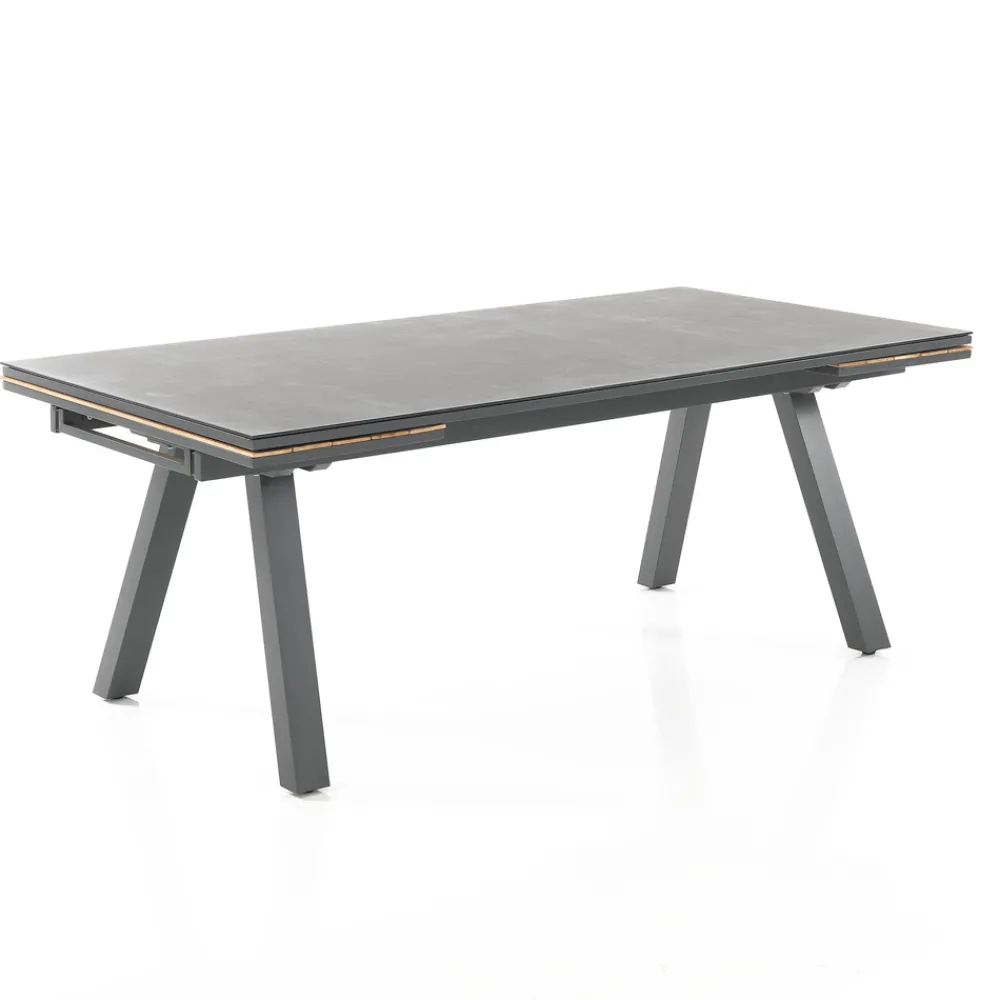 Viadurini in the Garden Ausziehbare Gartentische-Ausziehbarer Outdoor-Tisch aus anthrazitfarbenem Aluminium und Glasplatte – Aimer