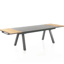 Viadurini in the Garden Ausziehbare Gartentische-Ausziehbarer Outdoor-Tisch aus anthrazitfarbenem Aluminium und Glasplatte – Aimer
