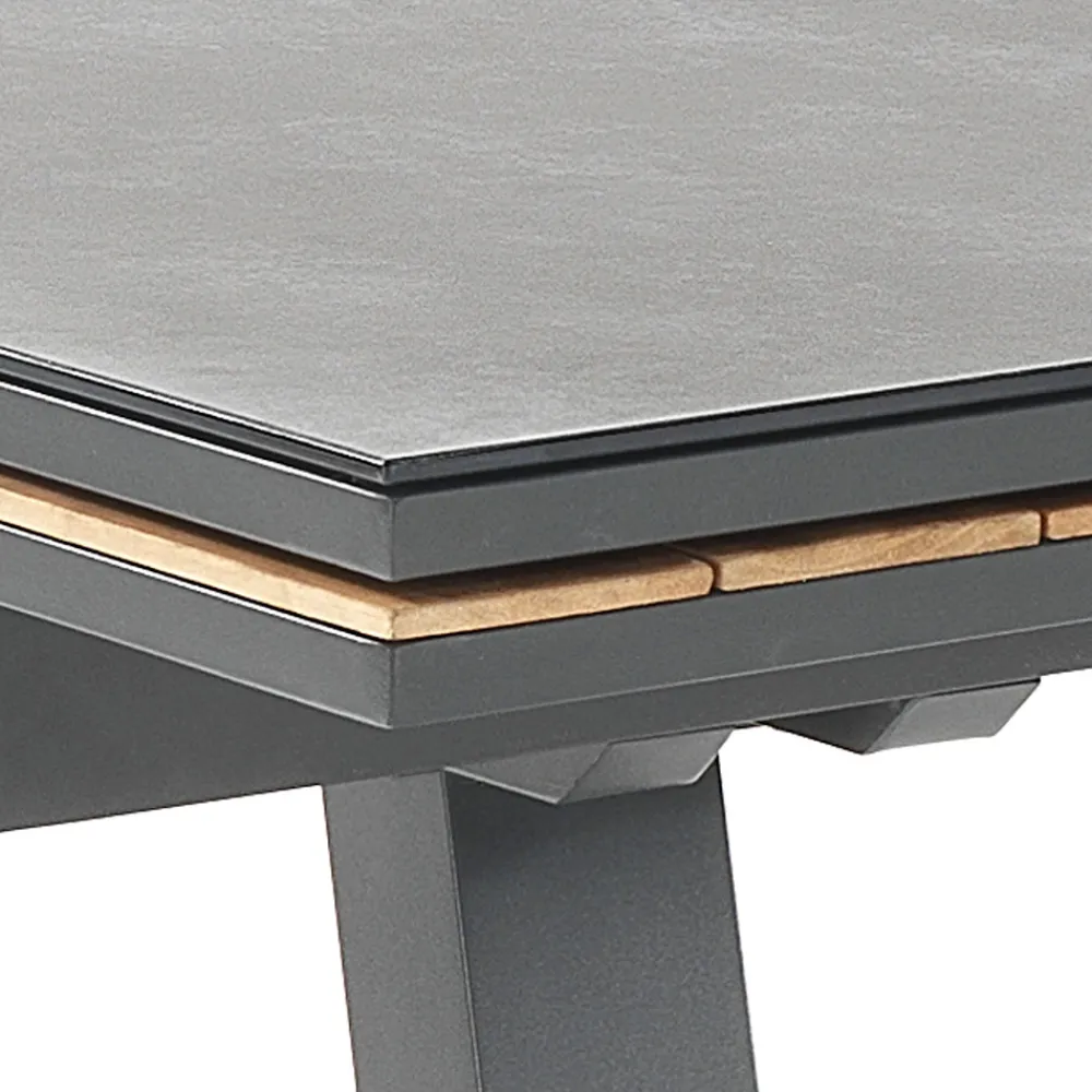 Viadurini in the Garden Ausziehbare Gartentische-Ausziehbarer Outdoor-Tisch aus anthrazitfarbenem Aluminium und Glasplatte – Aimer