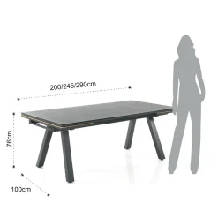 Viadurini in the Garden Ausziehbare Gartentische-Ausziehbarer Outdoor-Tisch aus anthrazitfarbenem Aluminium und Glasplatte – Aimer