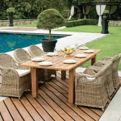 Viadurini in the Garden Gartentische Aus Teakholz|Ausziehbare Gartentische-Ausziehbarer Outdoor-Tisch bis 250 cm aus recyceltem Teakholz - Farn