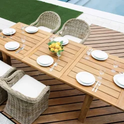 Viadurini in the Garden Gartentische Aus Teakholz|Ausziehbare Gartentische-Ausziehbarer Outdoor-Tisch bis 250 cm aus recyceltem Teakholz - Farn