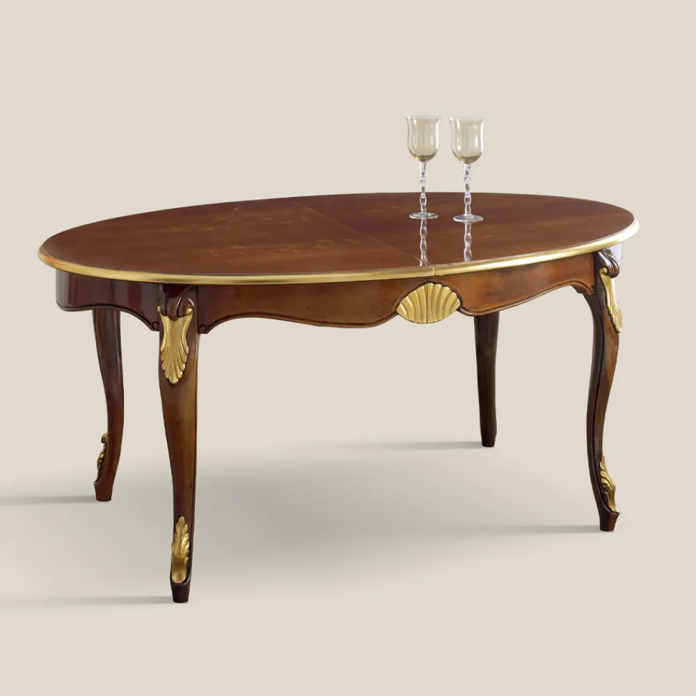 Viadurini Classic Esstisch Oval|Ausziehbare Esstische-Ausziehbarer ovaler Esstisch 270 cm aus Holz Made in Italy - Barock
