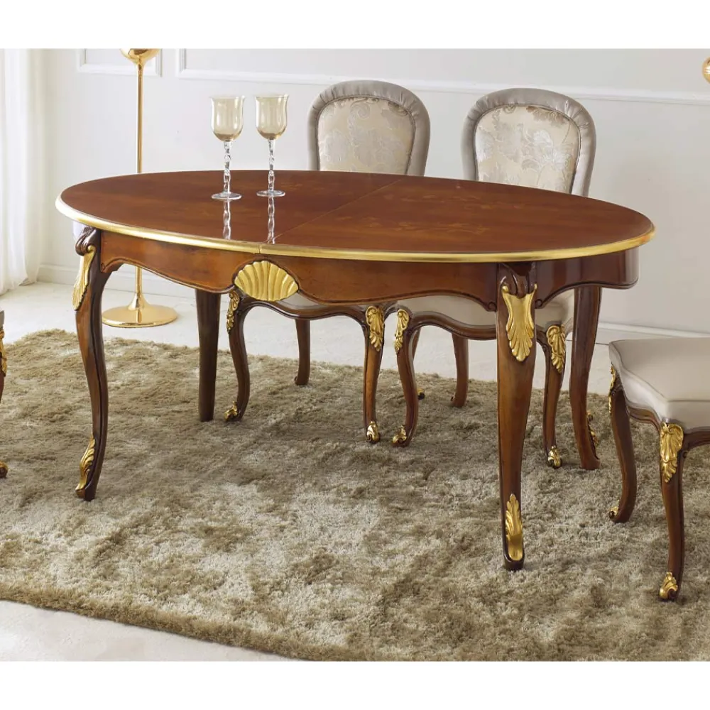 Viadurini Classic Esstisch Oval|Ausziehbare Esstische-Ausziehbarer ovaler Esstisch 270 cm aus Holz Made in Italy - Barock