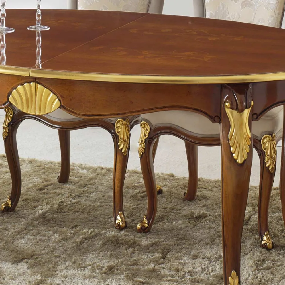 Viadurini Classic Esstisch Oval|Ausziehbare Esstische-Ausziehbarer ovaler Esstisch 270 cm aus Holz Made in Italy - Barock