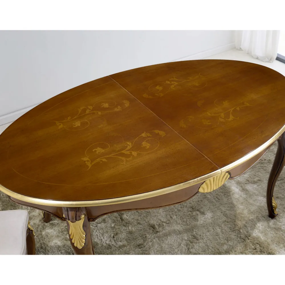 Viadurini Classic Esstisch Oval|Ausziehbare Esstische-Ausziehbarer ovaler Esstisch 270 cm aus Holz Made in Italy - Barock