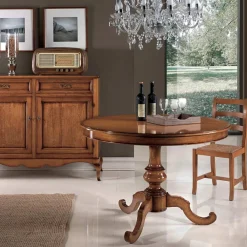 Viadurini Classic Ausziehbare Esstische-Ausziehbarer runder Wohnzimmertisch aus Walnussholz, hergestellt in Italien – Vittoria