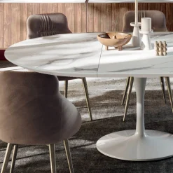 Viadurini Living Runde Tische-Ausziehbarer runder Wohnzimmertisch aus Laminat, hergestellt in Italien – Dollars