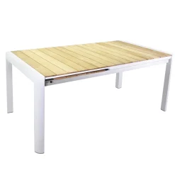 Viadurini in the Garden Gartentische Aus Aluminium|Ausziehbare Gartentische-Ausziehbarer Tisch 240 cm aus weißem Aluminium und Teakholzplatte - Diary