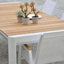 Viadurini in the Garden Gartentische Aus Aluminium|Ausziehbare Gartentische-Ausziehbarer Tisch 240 cm aus weißem Aluminium und Teakholzplatte - Diary