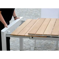 Viadurini in the Garden Gartentische Aus Aluminium|Ausziehbare Gartentische-Ausziehbarer Tisch 240 cm aus weißem Aluminium und Teakholzplatte - Diary