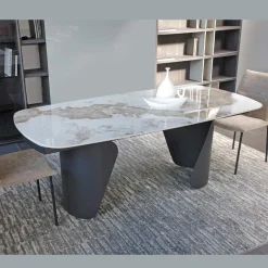 Viadurini Living Ausziehbare Esstische-Ausziehbarer Tisch 300 cm aus Metall und gesinterter Steinplatte - Taviria