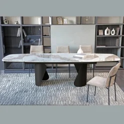 Viadurini Living Ausziehbare Esstische-Ausziehbarer Tisch 300 cm aus Metall und gesinterter Steinplatte - Taviria