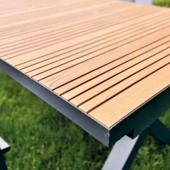 Viadurini in the Garden Gartentische Aus Aluminium|Ausziehbare Gartentische-Ausziehbarer Tisch 263 cm aus Aluminium und massivem Teakholz - Lilia