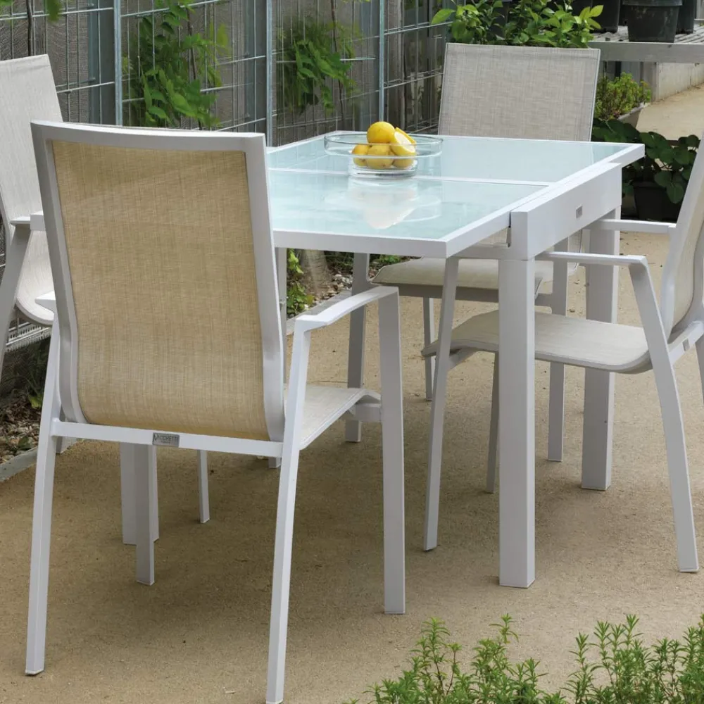 Viadurini in the Garden Gartentische Aus Aluminium|Ausziehbare Gartentische-Ausziehbarer Tisch 180 cm oder 220 cm mit gehärteter Glasplatte - Cartellina