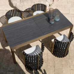 Viadurini in the Garden Gartentische Aus Aluminium|Ausziehbare Gartentische-Ausziehbarer Tisch 340 cm Speisen im Freien aus Aluminium und Glas oder Laminam - Julie