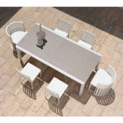 Viadurini in the Garden Gartentische Aus Aluminium|Ausziehbare Gartentische-Ausziehbarer Tisch 340 cm Speisen im Freien aus Aluminium und Glas oder Laminam - Julie