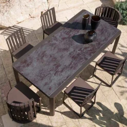 Viadurini in the Garden Gartentische Aus Aluminium|Ausziehbare Gartentische-Ausziehbarer Tisch 340 cm Speisen im Freien aus Aluminium und Glas oder Laminam - Julie