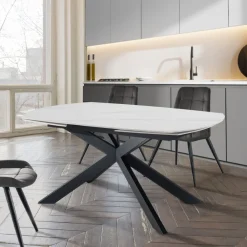 Viadurini Living Ausziehbare Esstische-Ausziehbarer Tisch auf 200 cm schwarzem Stahlgestell – Torio