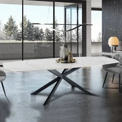 Viadurini Living Ausziehbare Esstische-Ausziehbarer Tisch auf 200 cm schwarzem Stahlgestell – Torio