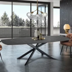 Viadurini Living Ausziehbare Esstische-Ausziehbarer Tisch auf 200 cm schwarzem Stahlgestell – Torio