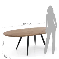 Viadurini Living Ausziehbare Esstische-Ausziehbarer Tisch auf 200 cm mit schwarzen Metallbeinen – Lithium