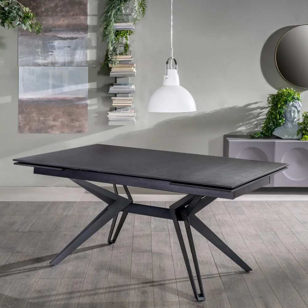 Viadurini Living Ausziehbare Esstische-Ausziehbarer Tisch auf 240 cm aus Keramik und Metall – Bouquet