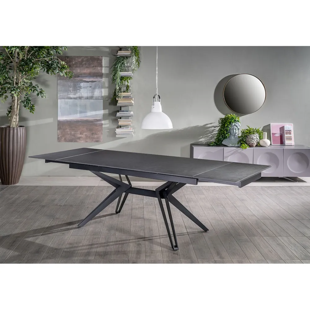 Viadurini Living Ausziehbare Esstische-Ausziehbarer Tisch auf 240 cm aus Keramik und Metall – Bouquet