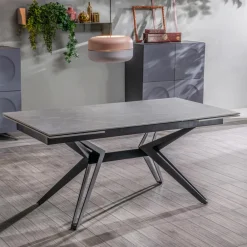 Viadurini Living Ausziehbare Esstische-Ausziehbarer Tisch auf 240 cm aus Keramik und Metall – Bouquet