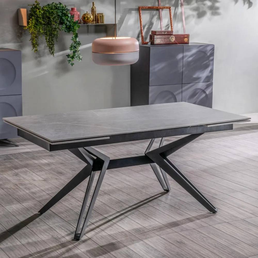 Viadurini Living Ausziehbare Esstische-Ausziehbarer Tisch auf 240 cm aus Keramik und Metall – Bouquet