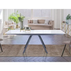 Viadurini Living Ausziehbare Esstische-Ausziehbarer Tisch auf 210 cm aus grauem Stahl und Keramik – Canario