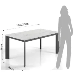 Viadurini Living Ausziehbare Esstische-Ausziehbarer Tisch auf 220 cm aus Keramik mit Marmoroberfläche – Berice
