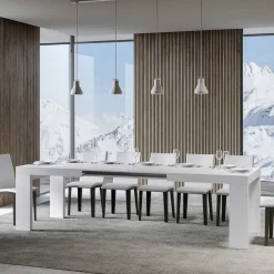 Viadurini Living Ausziehbare Esstische-Ausziehbarer Tisch auf 440 cm aus Mikropartikeln aus Holz, hergestellt in Italien – Baum