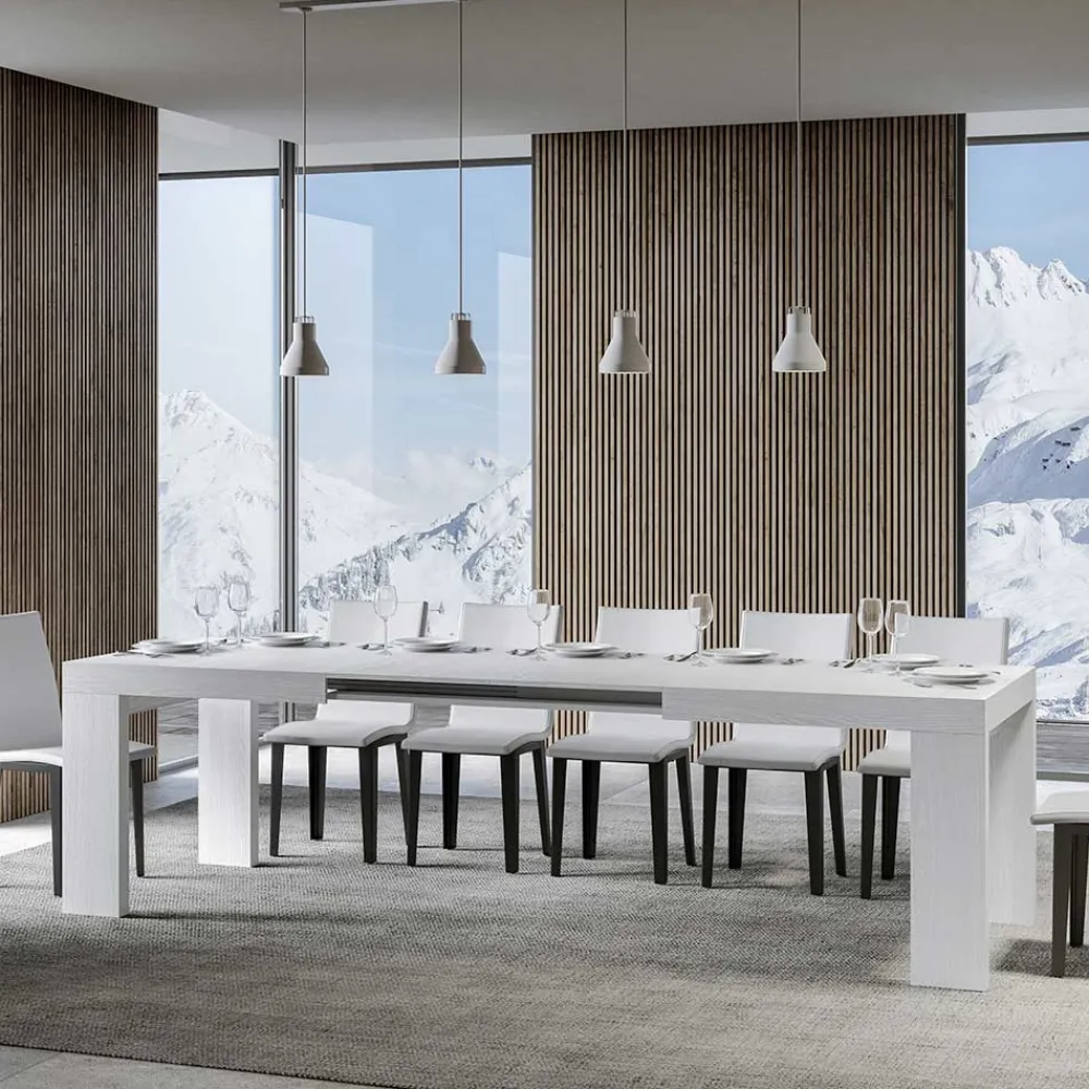 Viadurini Living Ausziehbare Esstische-Ausziehbarer Tisch auf 440 cm aus Mikropartikeln aus Holz, hergestellt in Italien – Baum