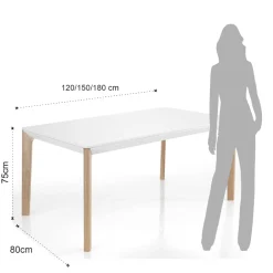 Viadurini Living Ausziehbare Esstische-Ausziehbarer Tisch auf 180 cm mit Beinen aus massiver Eiche und rutheniumfarbenem Holz
