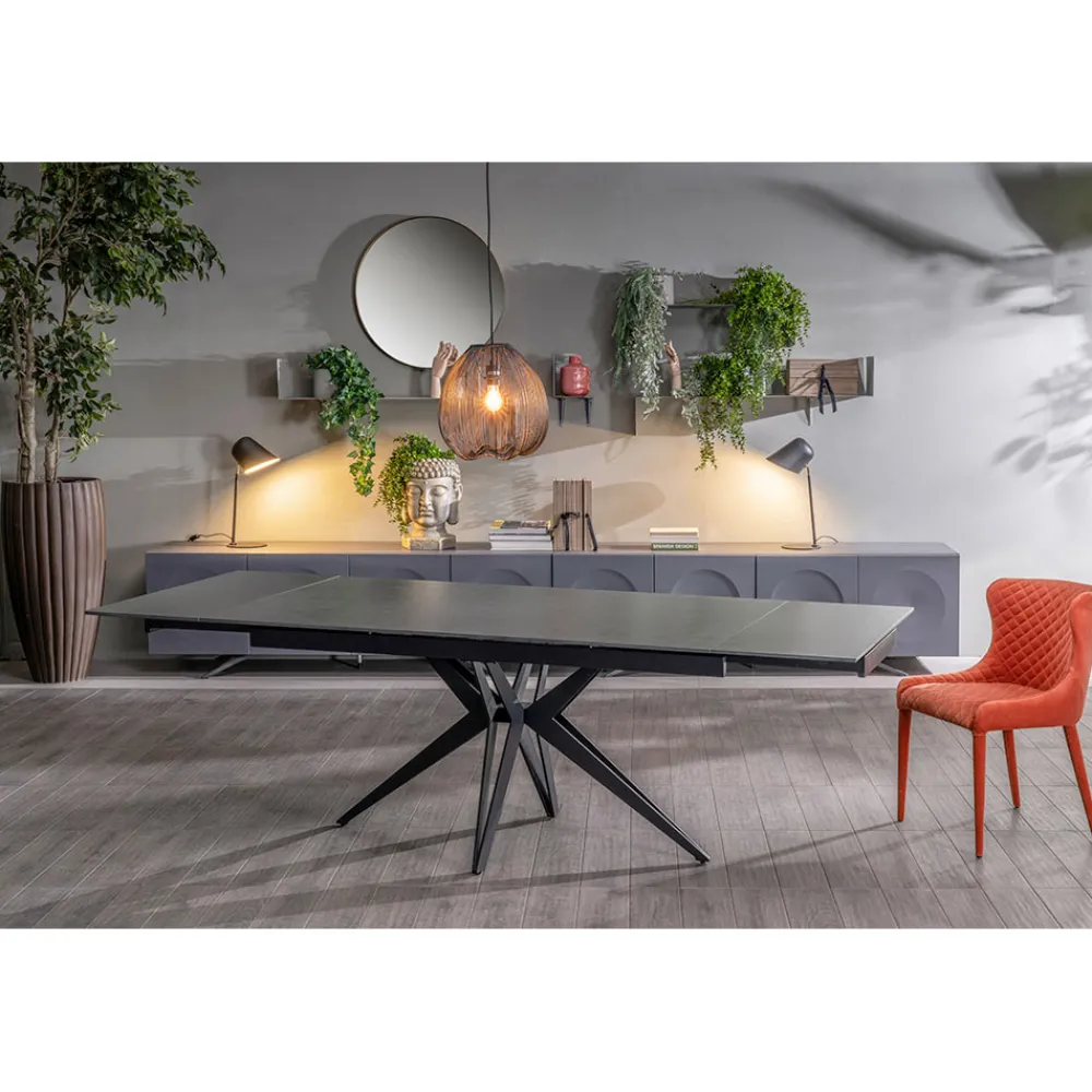 Viadurini Living Ausziehbare Esstische-Ausziehbarer Tisch auf 240 cm mit Keramik- und Metallgestell – Bouquet