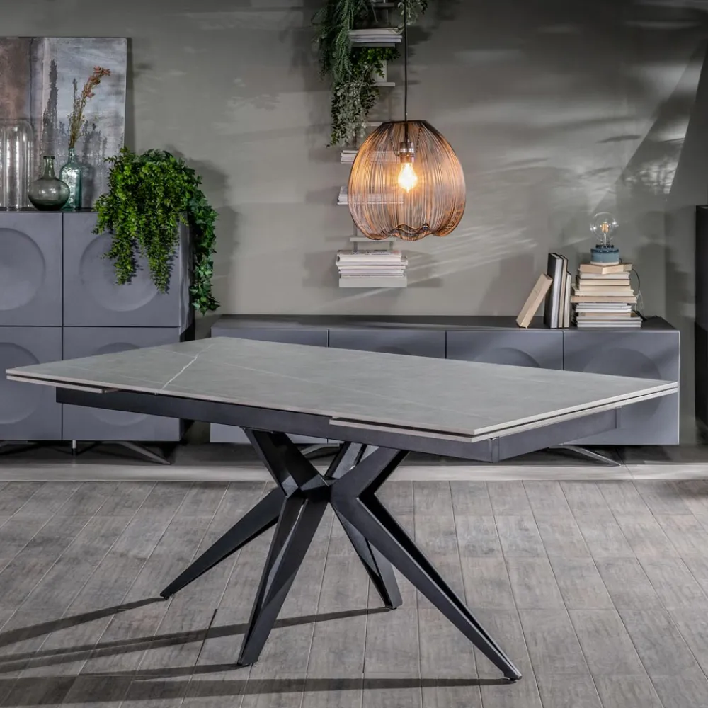 Viadurini Living Ausziehbare Esstische-Ausziehbarer Tisch auf 240 cm mit Keramik- und Metallgestell – Bouquet