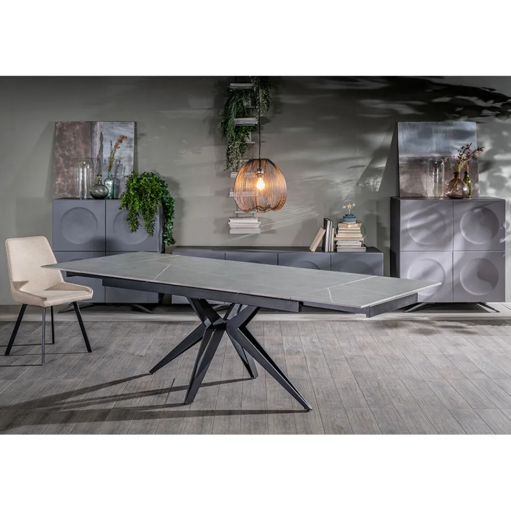 Viadurini Living Ausziehbare Esstische-Ausziehbarer Tisch auf 240 cm mit Keramik- und Metallgestell – Bouquet