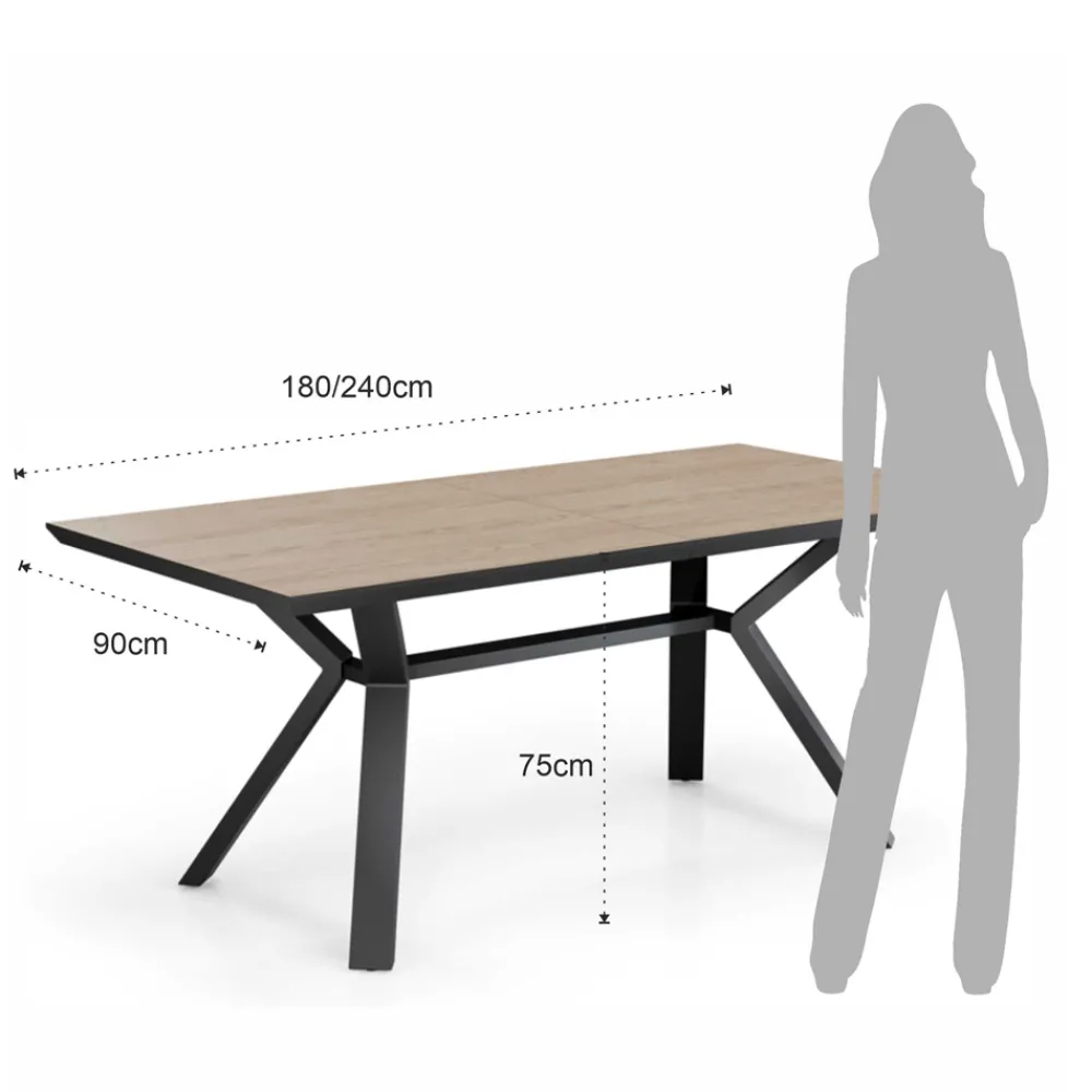 Viadurini Living Ausziehbare Esstische-Ausziehbarer Tisch auf 240 cm aus schwarzem Metall und MDF – Donzella